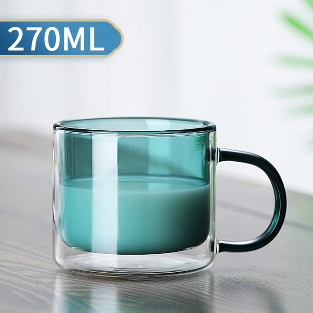 Ochine Christmas Tree Shaped Double Wall Coffee Mug - Insulated Glass Tea Cup with Lid & Dipper - Cute Xmas Gift for Kids & Adults - Perfect for Hot Cocoa, Espresso, Milk & Holiday Decorations