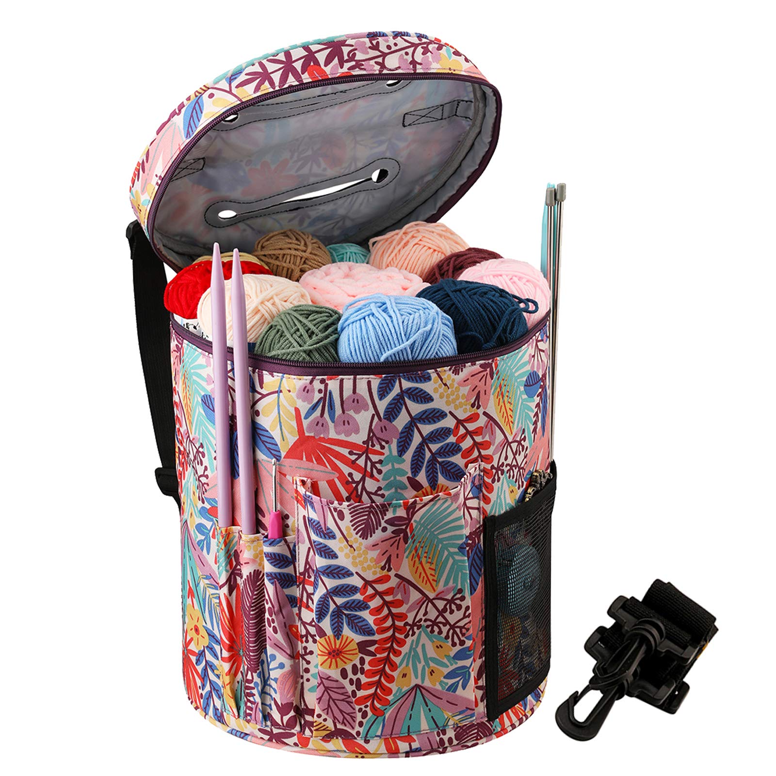 Coopay Knitting Bag for Crochet Projects - Large Yarn Storage Organizer with Pockets for Needles & Accessories - Perfect Wool Holder for Crafters (Forest Green) | Ideal for Knitting at Home, Travel & DIY Projects