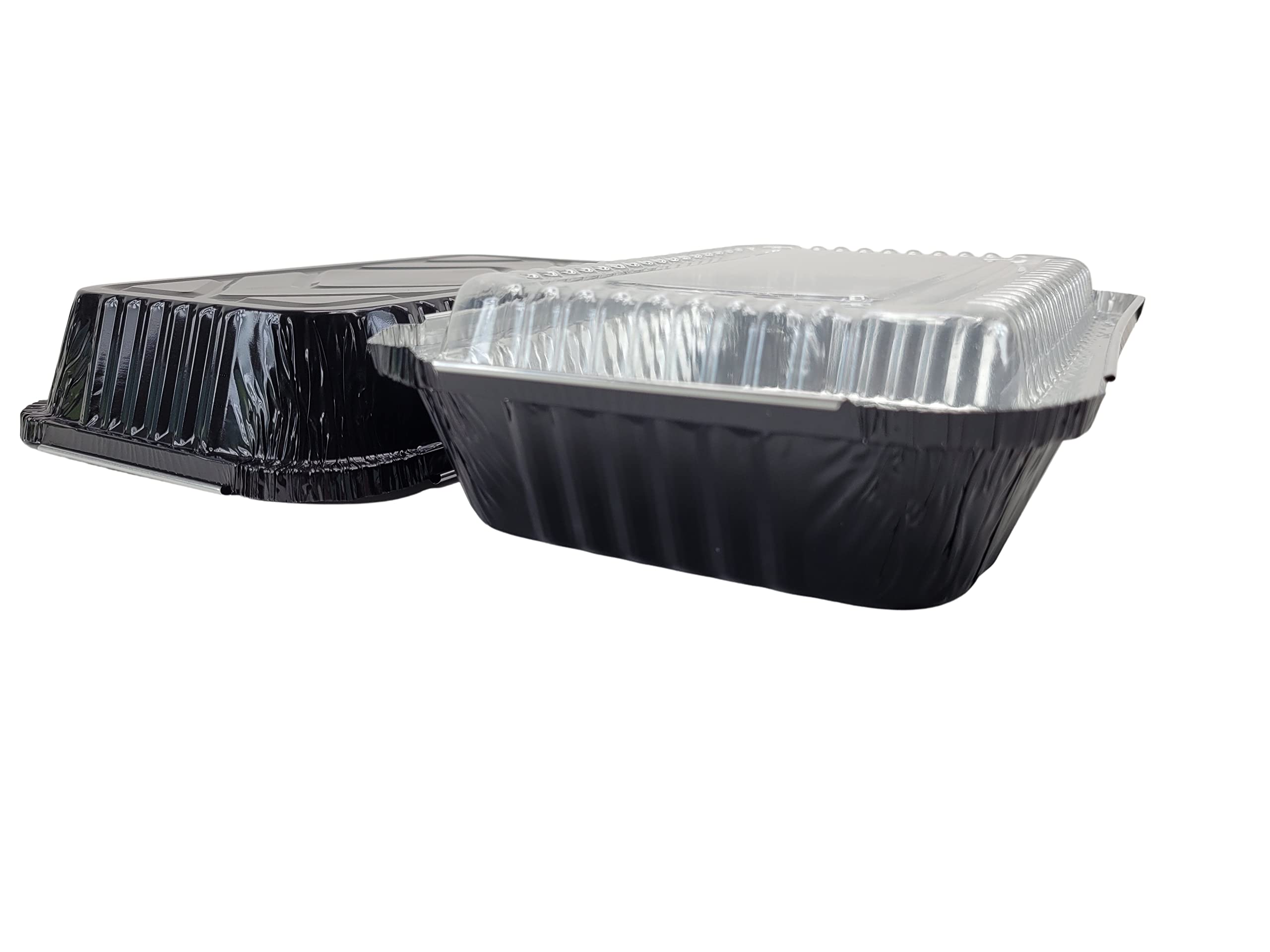 KitchenDance 1.5 LB Colored Aluminum Foil Oblong Pans with Plastic Lids - Shallow Disposable Foil Containers for Cooking, Baking, Freezing & Food Storage - Perfect for Restaurants, Catering, Meal Prep & Home Kitchens