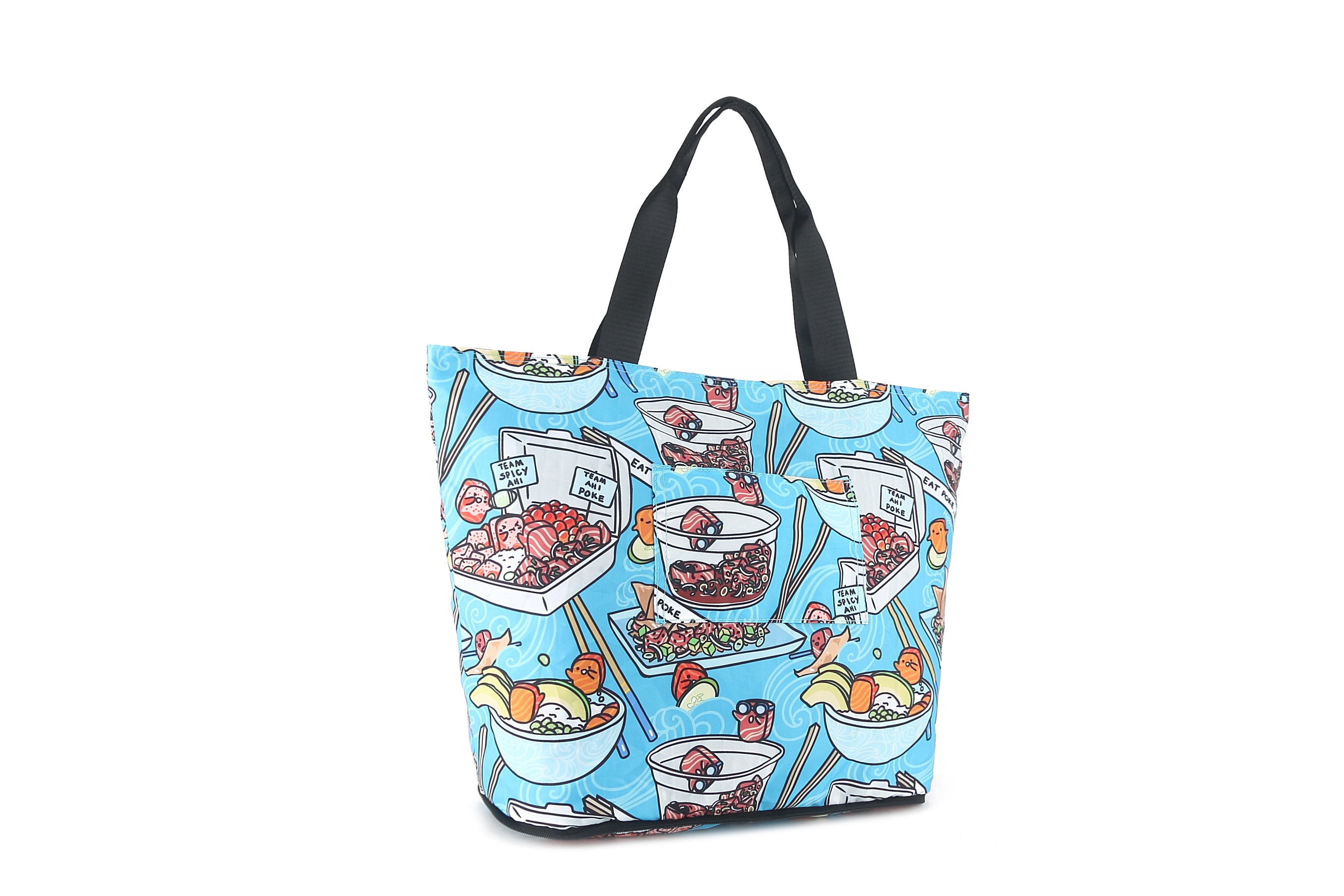 Foldable Tote Bag - James Poke Competition Style in Blue | Reusable Shopping Bag for Groceries, Beach & Travel
