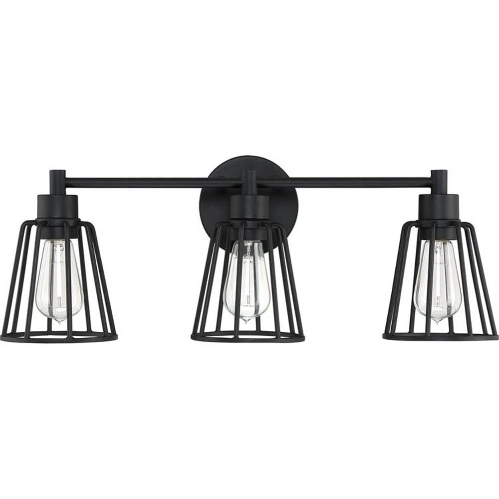 3-Light Transitional Vanity Light for Bathroom - Damp Location Approved - Matte Black Finish - 71-Bel-3093651 - Perfect for Bathroom Makeovers, Powder Rooms & Spa-Like Retreats