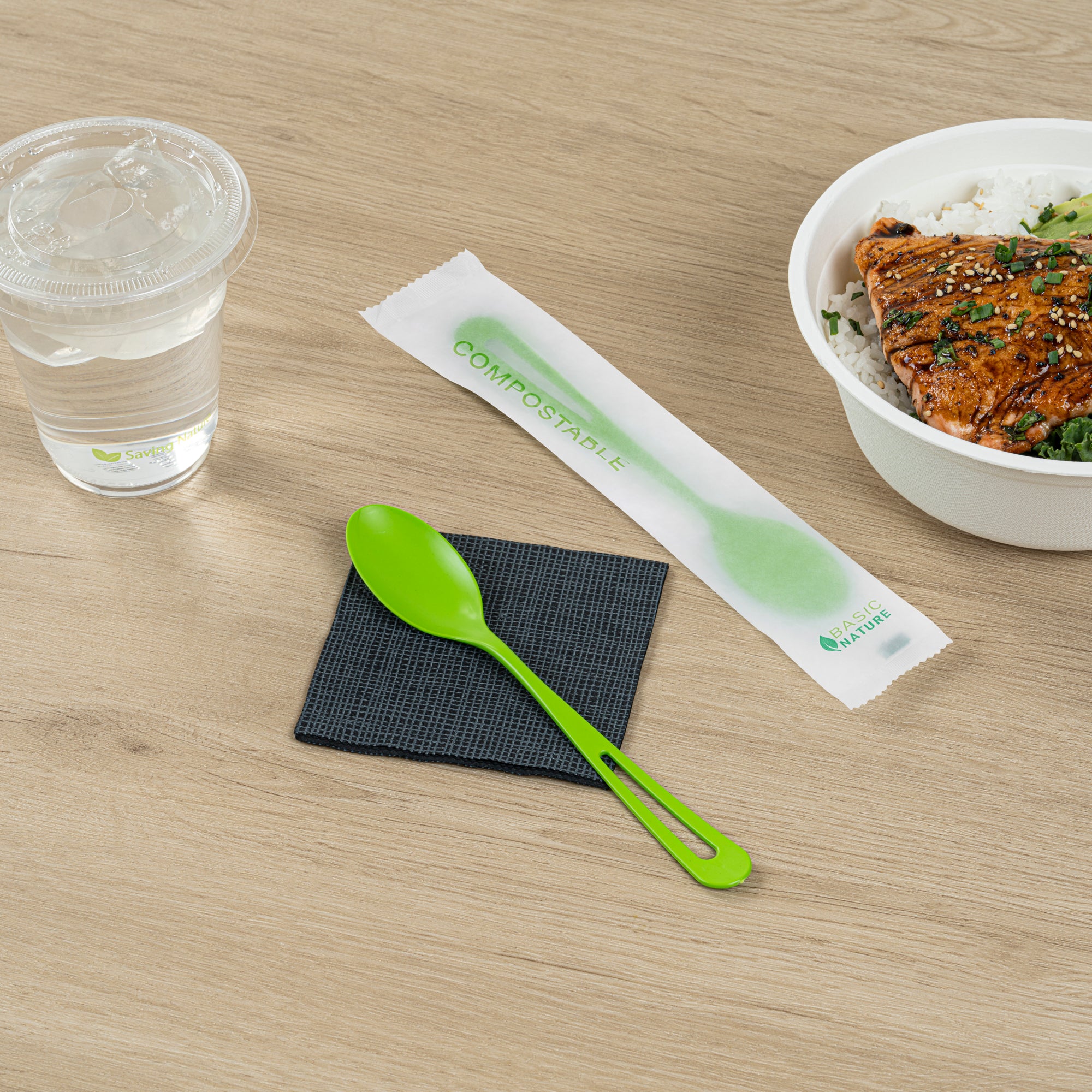 Eco-Friendly Green CPLA Plastic Spoons - Compostable, Heat Resistant, 7.5 Inch, 250 Count Bulk Box - Perfect for Parties, Picnics & Sustainable Dining