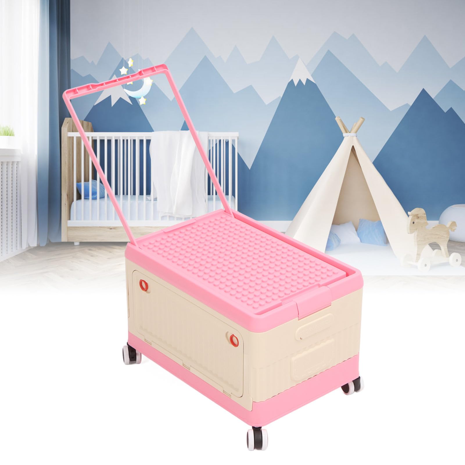 Collapsible Toy Storage Box with Lid and Wheels - Large Kids Toy Organizer for Nursery, Playroom & Bedroom - Perfect for Organizing Stuffed Animals, LEGOs & Playroom Toys