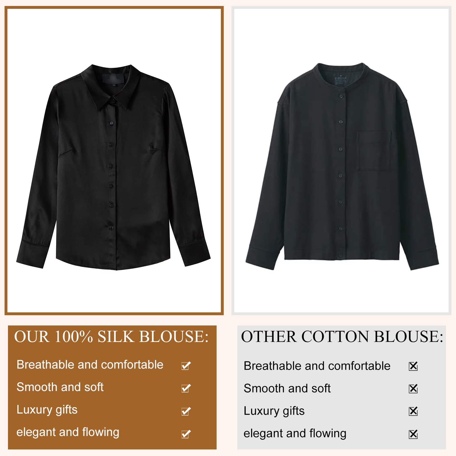 Luxury Mulberry Silk Blouse for Women - Elegant Button Down Shirt for Spring & Summer | Office Wear, Date Night & Special Occasions