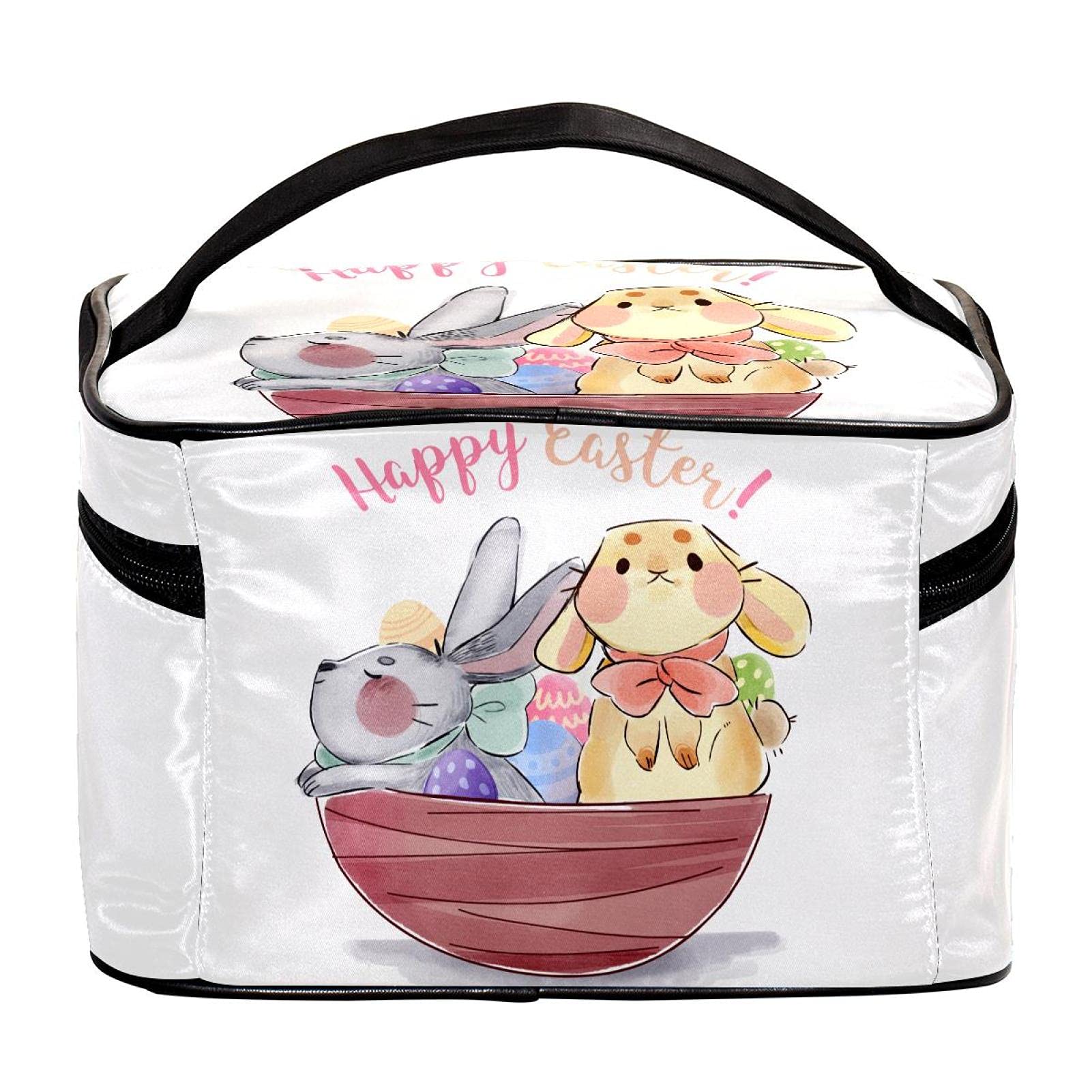 Easter Bunny & Eggs Travel Makeup Bag - Large Cosmetic Organizer with Zipper for Women & Girls | Perfect for Holiday Travel, Gym, Beach & Daily Essentials Storage