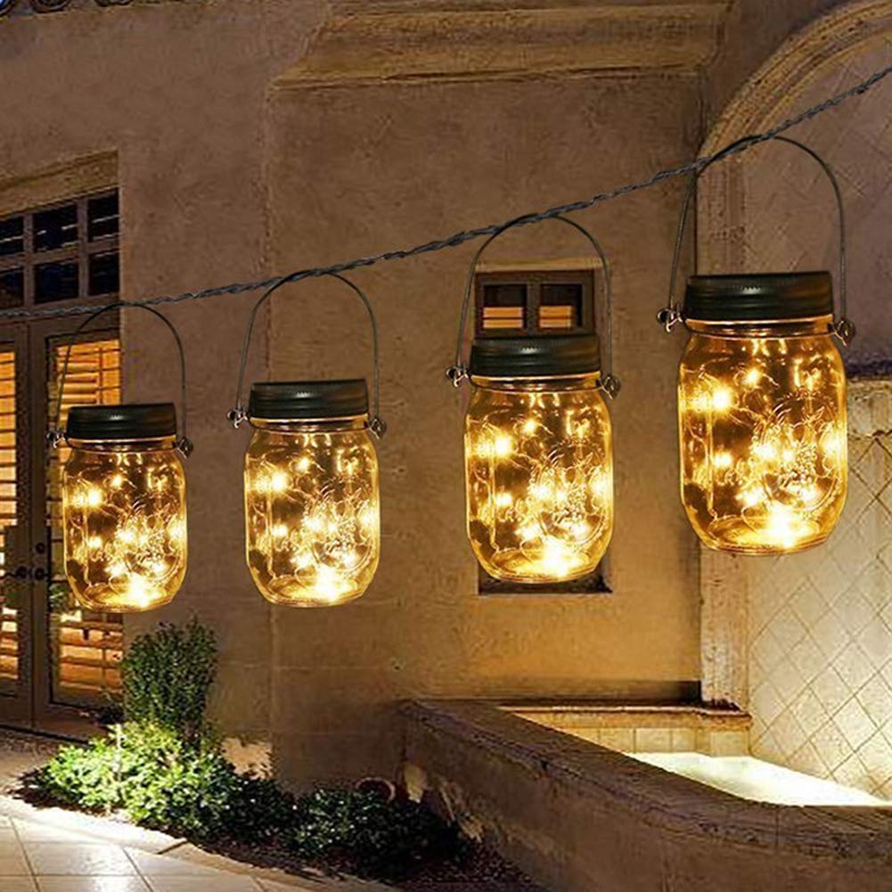 20LED Solar Lantern Jar with Starry Lights - Waterproof Outdoor Solar Lights for Garden, Patio, Pathway, Wedding & Party Decorations - Perfect for Backyard, Camping and Evening Ambience