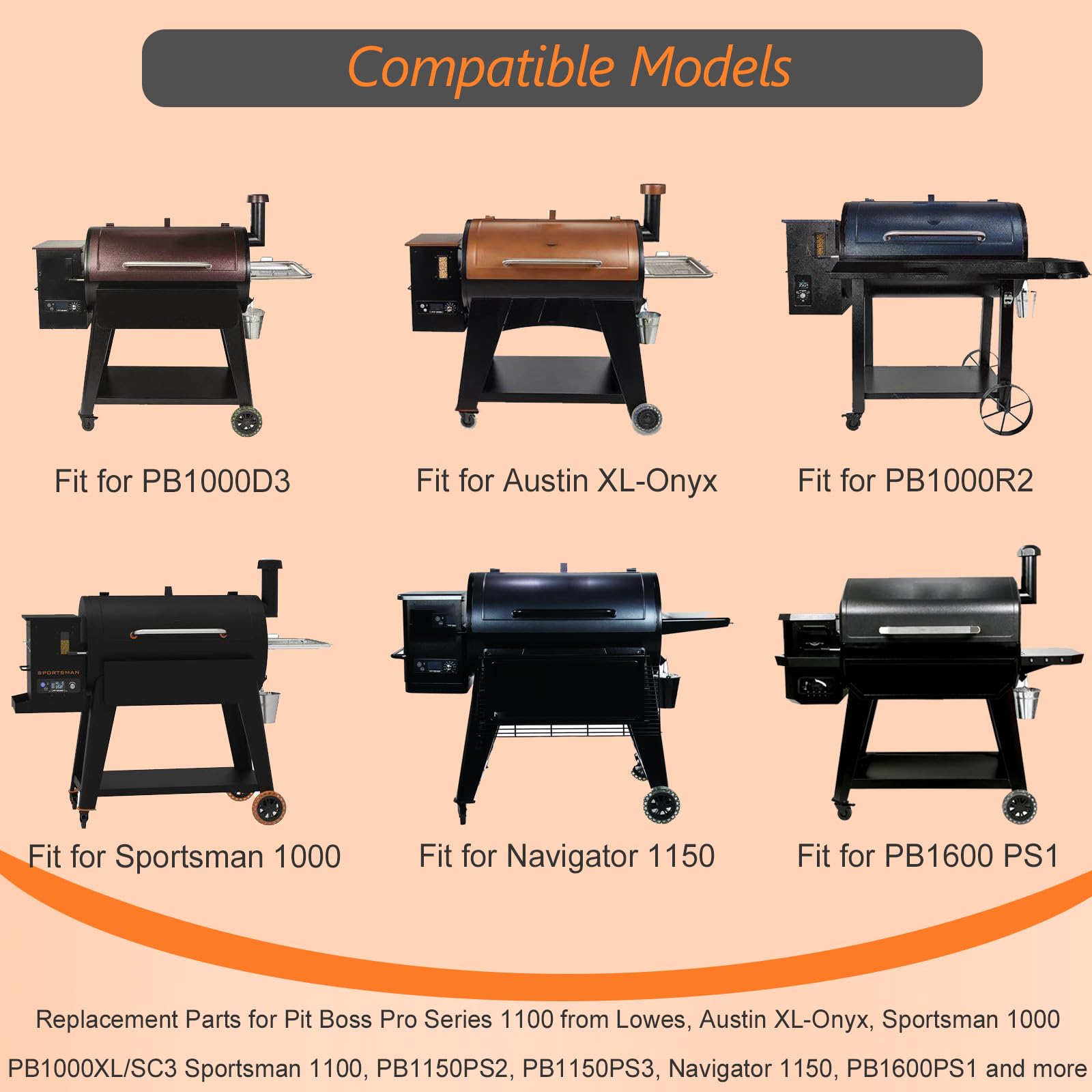 Pit Boss PB1000, PB1100, PB1150, PB1600 Series Flame Broiler Kit Replacement Parts - Slide Cover & Bottom Plate for PB1100PS1 Pellet Grill - Perfect for Outdoor BBQ, Camping & Backyard Cooking