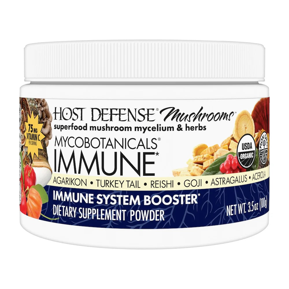 Host Defense MycoBotanicals® Immune Support Powder - Organic Mushroom Blend for Immunity Boost, Wellness & Daily Health - Perfect for Smoothies, Tea & Travel