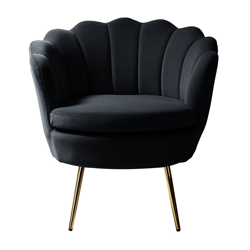 Evelia Velvet Scalloped Barrel Chair - Luxurious Velvet Accent Chair with Curved Back for Living Room, Bedroom & Office - Perfect for Reading Nook, Lounge Area or Home Decor