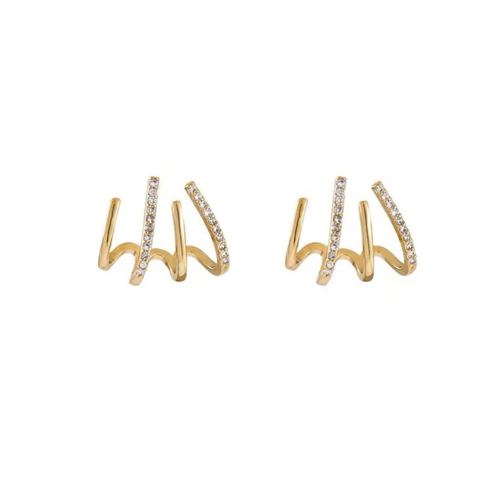 Zircon Needle Ear Cuffs - Minimalist Claw Stud Earrings for Women & Girls | Dainty Tiny Ear Wrap Cuff Piercing Jewelry - Perfect for Parties, Weddings & Everyday Wear