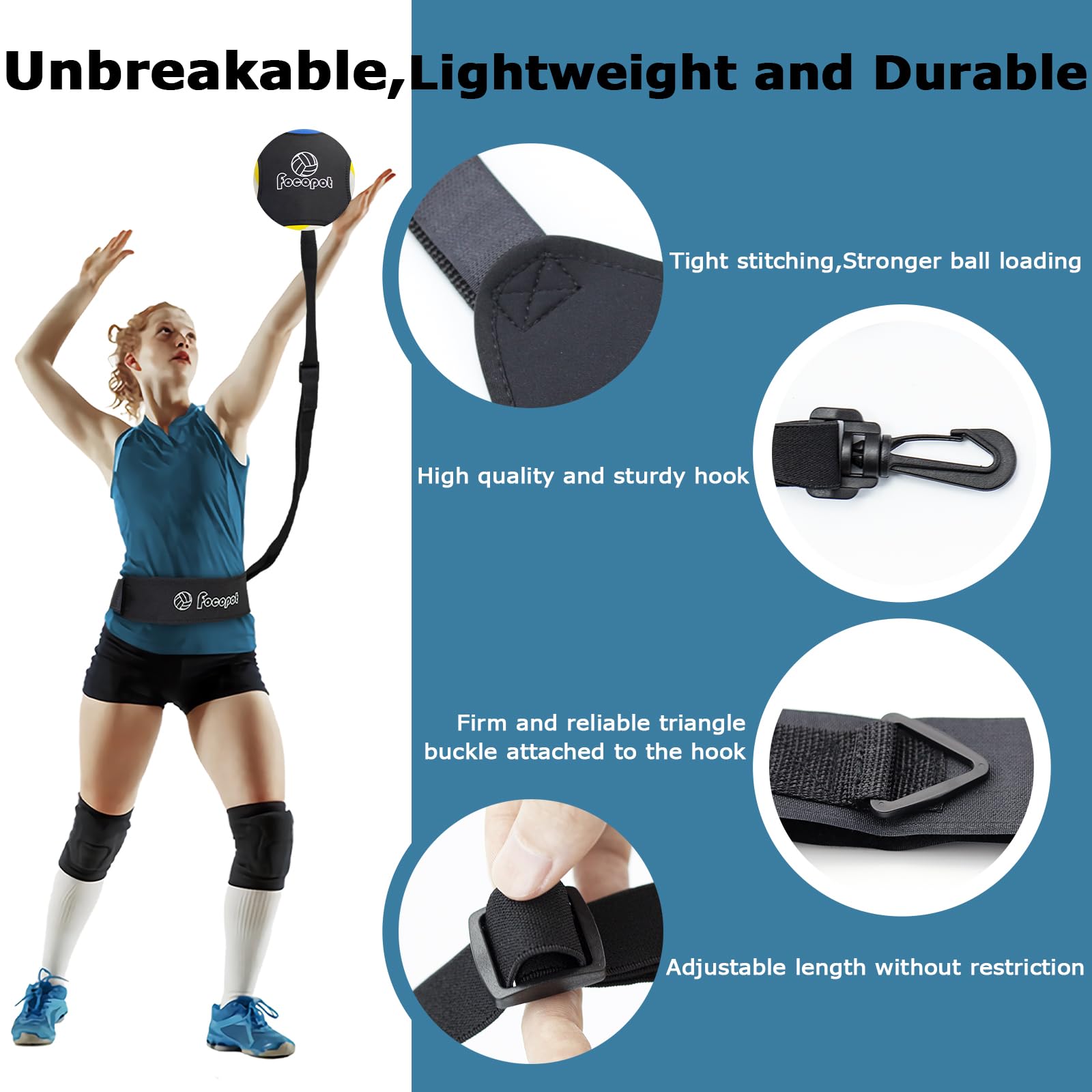 Volleyball Training Equipment - Solo Volleyball Trainer for Serving, Spiking, Setting & Passing | Perfect Volleyball Gift for Beginners & Professionals | Improve Skills at Home, Beach or Court