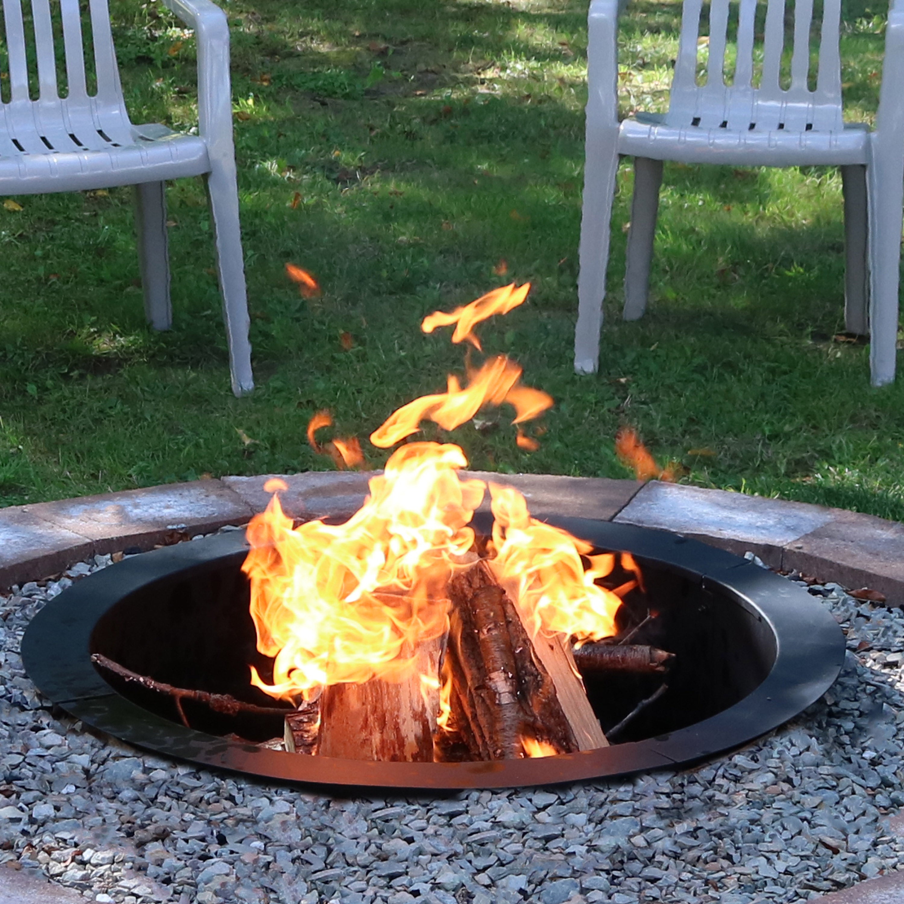 Heavy Duty Steel Fire Pit Ring Liner - 36 Inch Outdoor Fire Pit Replacement - Durable Rust-Resistant Fire Ring for Camping, Backyard & Patio Use