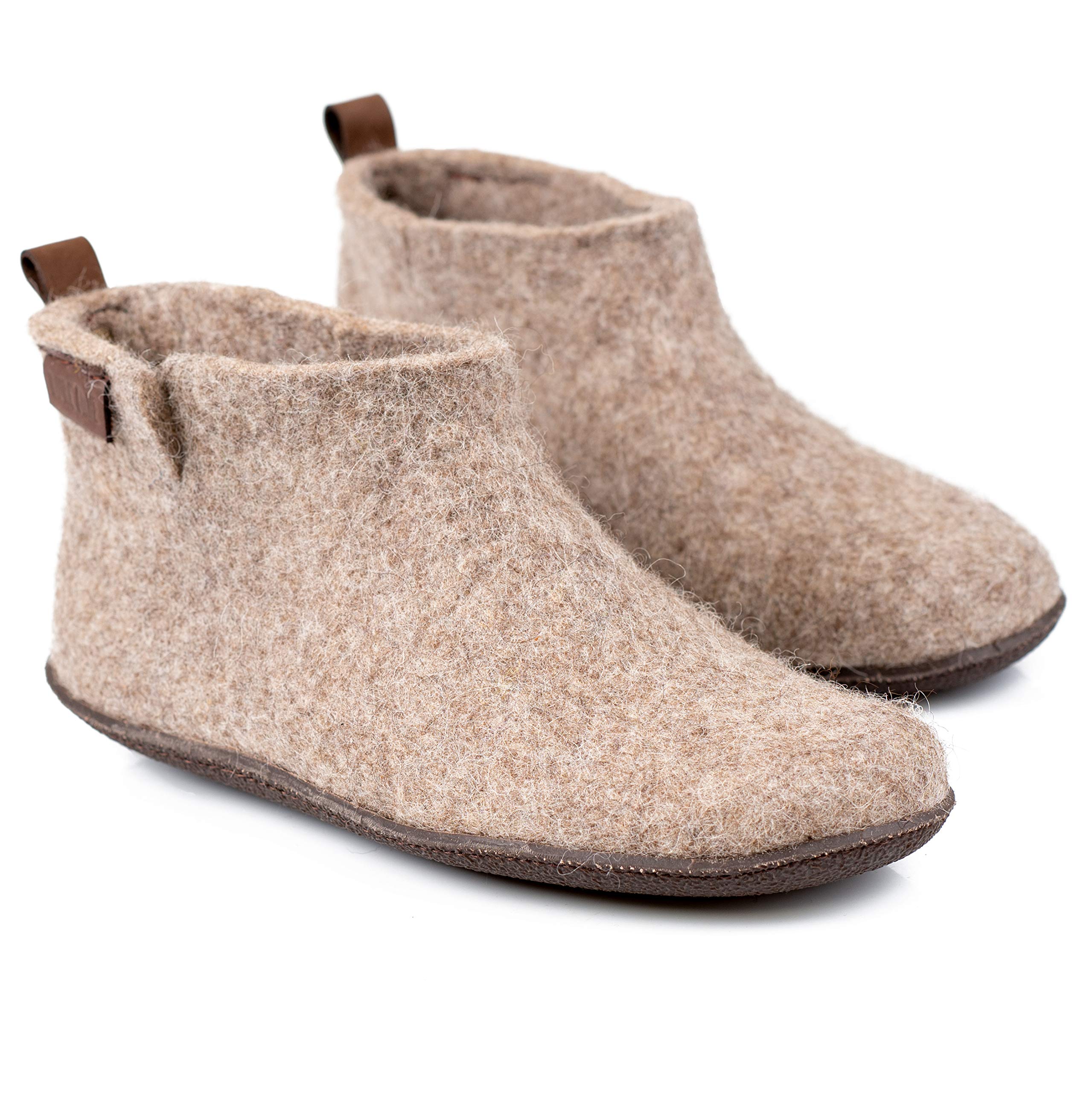 Classic Felted Wool Ankle Boots Slippers for Men - Warm Winter House Shoes with Non-Slip Sole | Perfect Father's Day Gift for Dad, Cozy Indoor/Outdoor Wear for Home, Office & Cabin