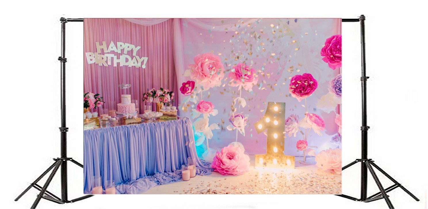 Yeele 10x8ft Vinyl Photography Backdrop for Baby Girls 1st Birthday Party - Sweet Rose Floral Cake Smash Photo Background, Studio Props & Wall Decoration | Perfect for Birthday Photoshoots, Cake Smashing Sessions & Video Studio Decorations