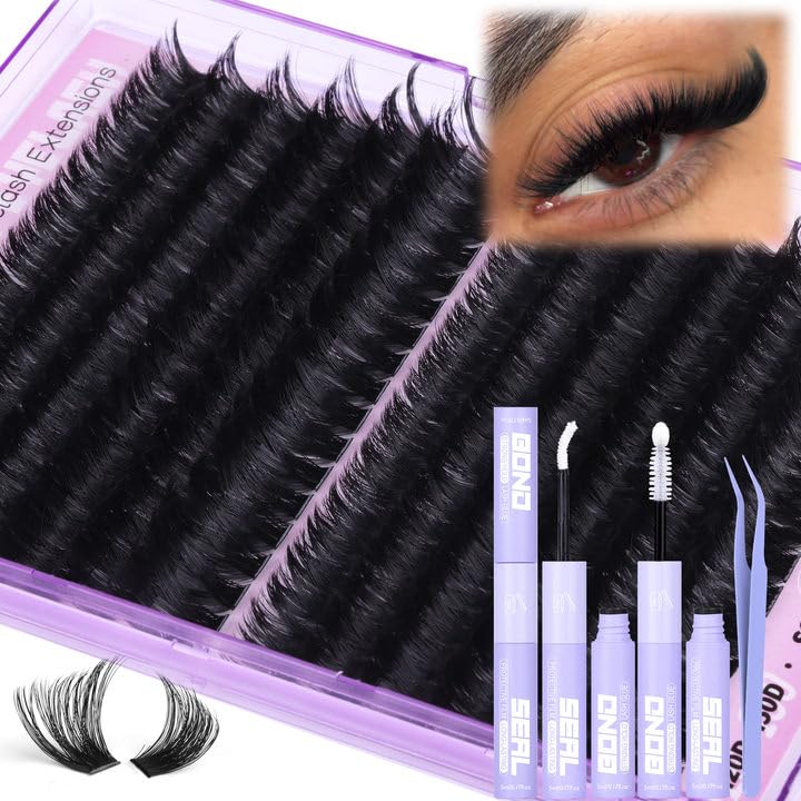Premium 14-20MM Lash Clusters Kit - 192Pcs Fluffy Volume DIY Eyelash Extensions (D Curl, 120D+150D Mink) for Natural & Glamorous Looks - Perfect for Weddings, Parties & Daily Wear