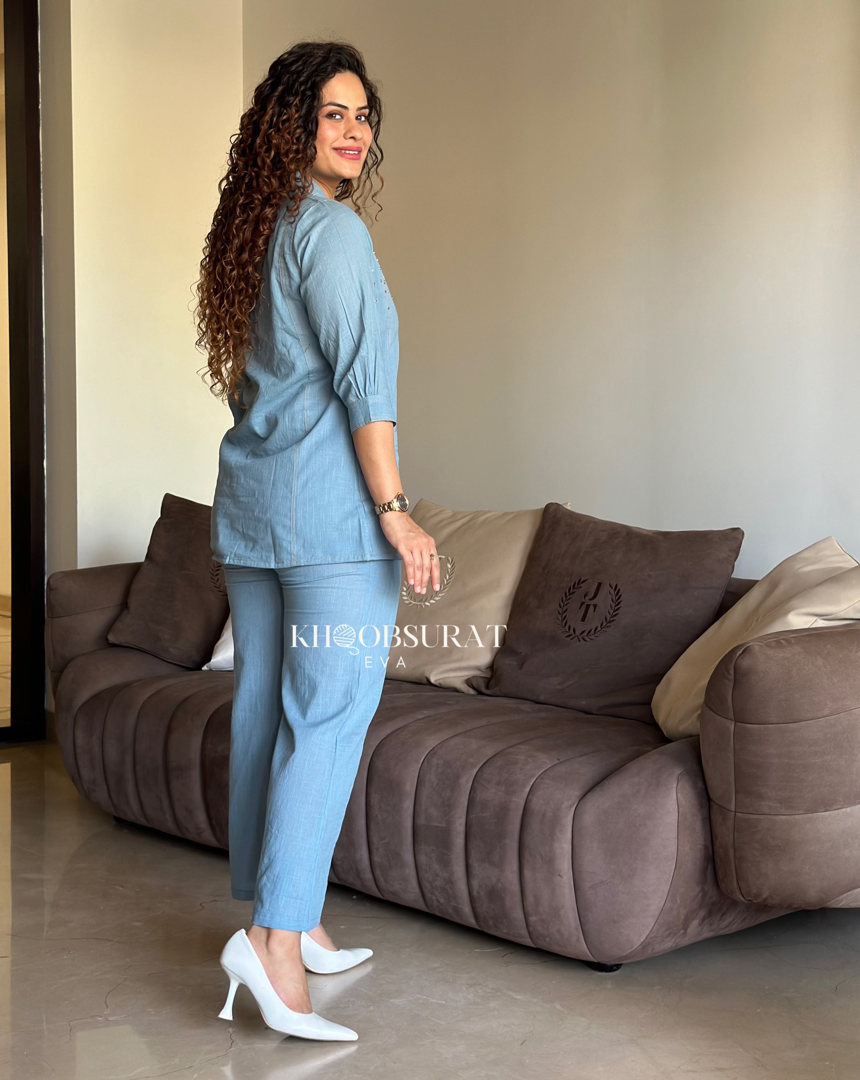 Stylish Blue Pocket Perfection Coord Set for Women - Trendy Matching Outfit for Casual Wear, Travel & Everyday Fashion