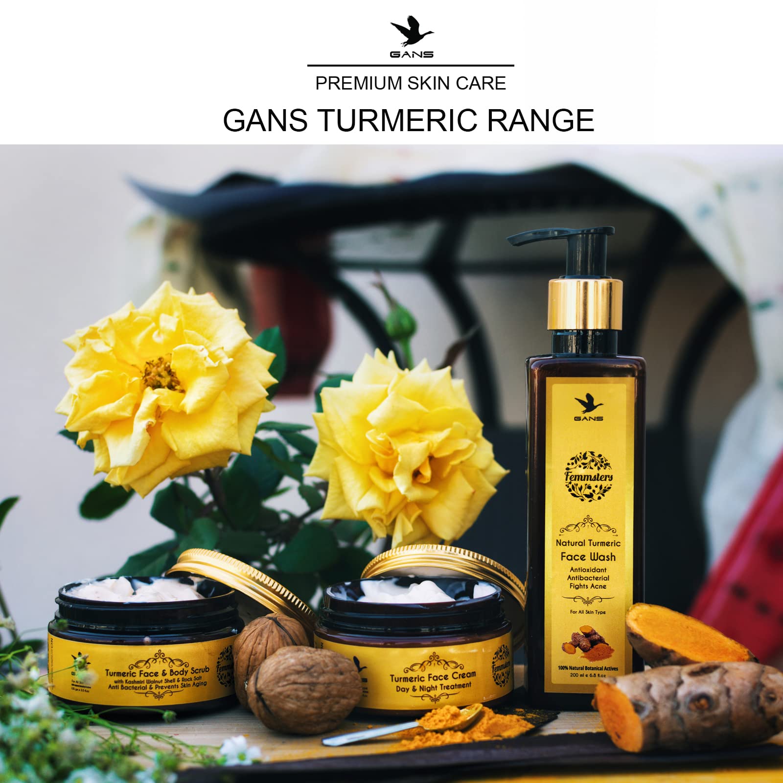 Gans Skincare Turmeric (Haldi) Face & Body Scrub 100g - All Natural Exfoliator with Turmeric, Cranberry & Coconut Oil for Skin Brightening, Rejuvenation & Hyperpigmentation - Removes Dead Skin, Tan & Blemishes for Instant Glow - Perfect for Daily Skincare Routine & Spa Treatments