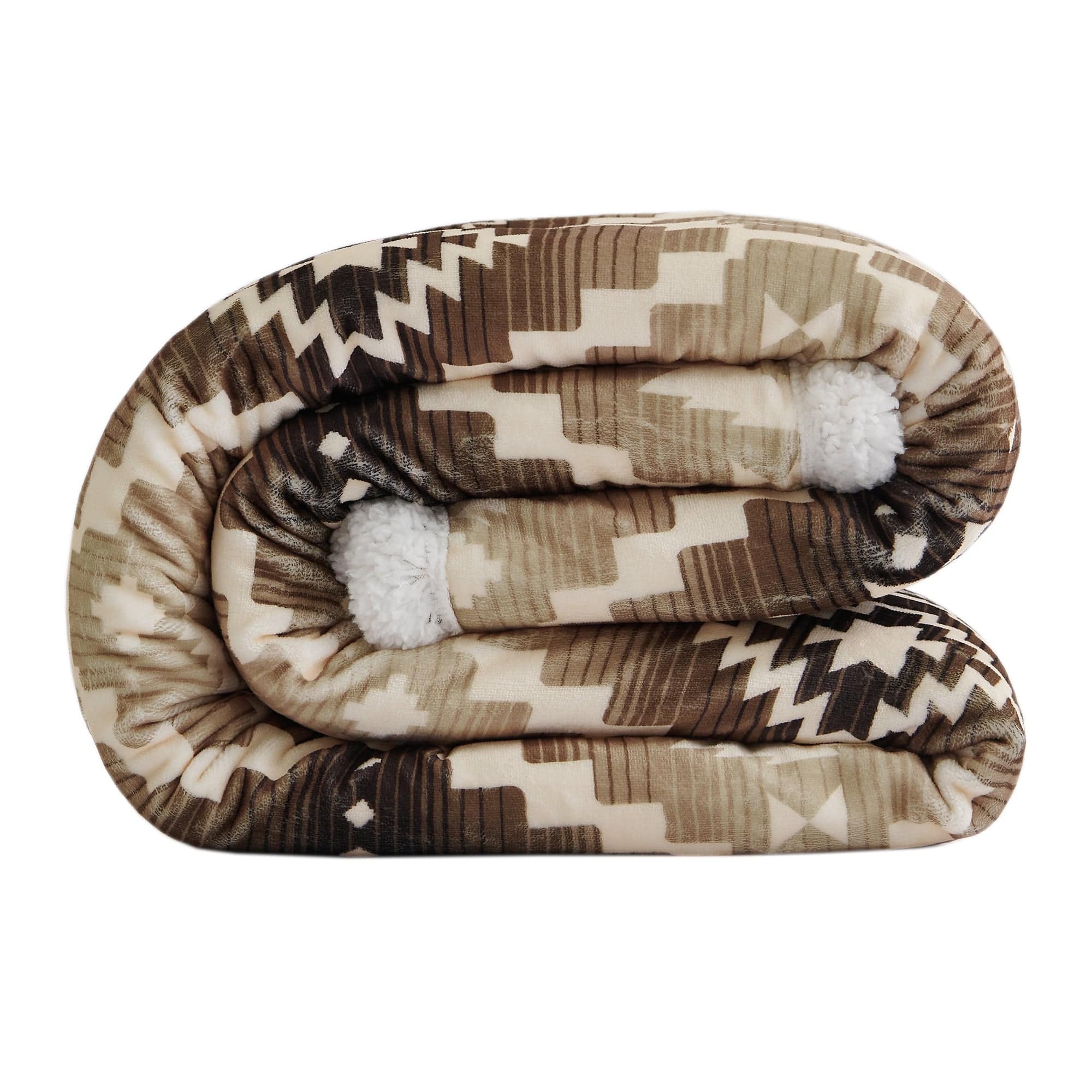 Cozy Aztec Pattern Sherpa Campfire Throw Blanket - Warm & Soft Flannel Fleece for Camping, Travel, and Home Decor