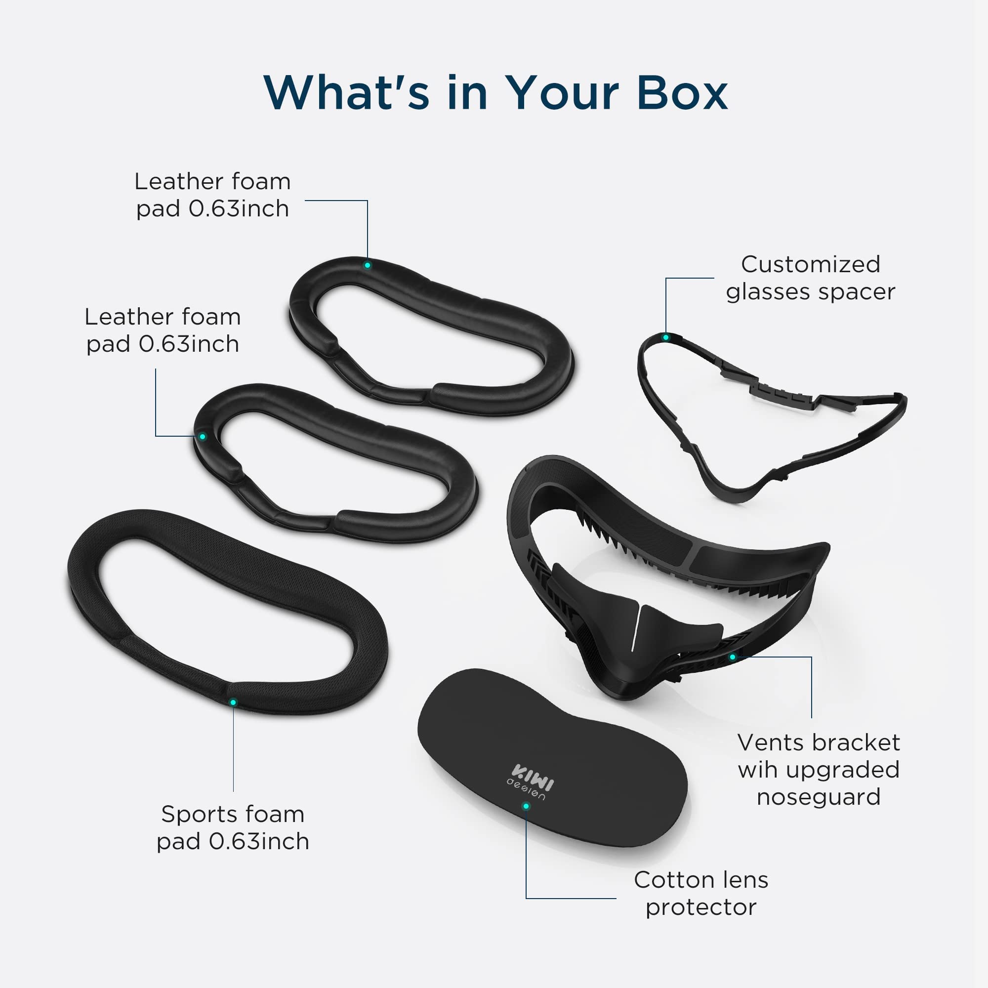 KIWI Design VR Cable Management System for Oculus Quest 2 - Anti-Tangle VR Accessories with Fitness Facial Interface - Perfect for VR Gaming, Workouts & Immersive Experiences