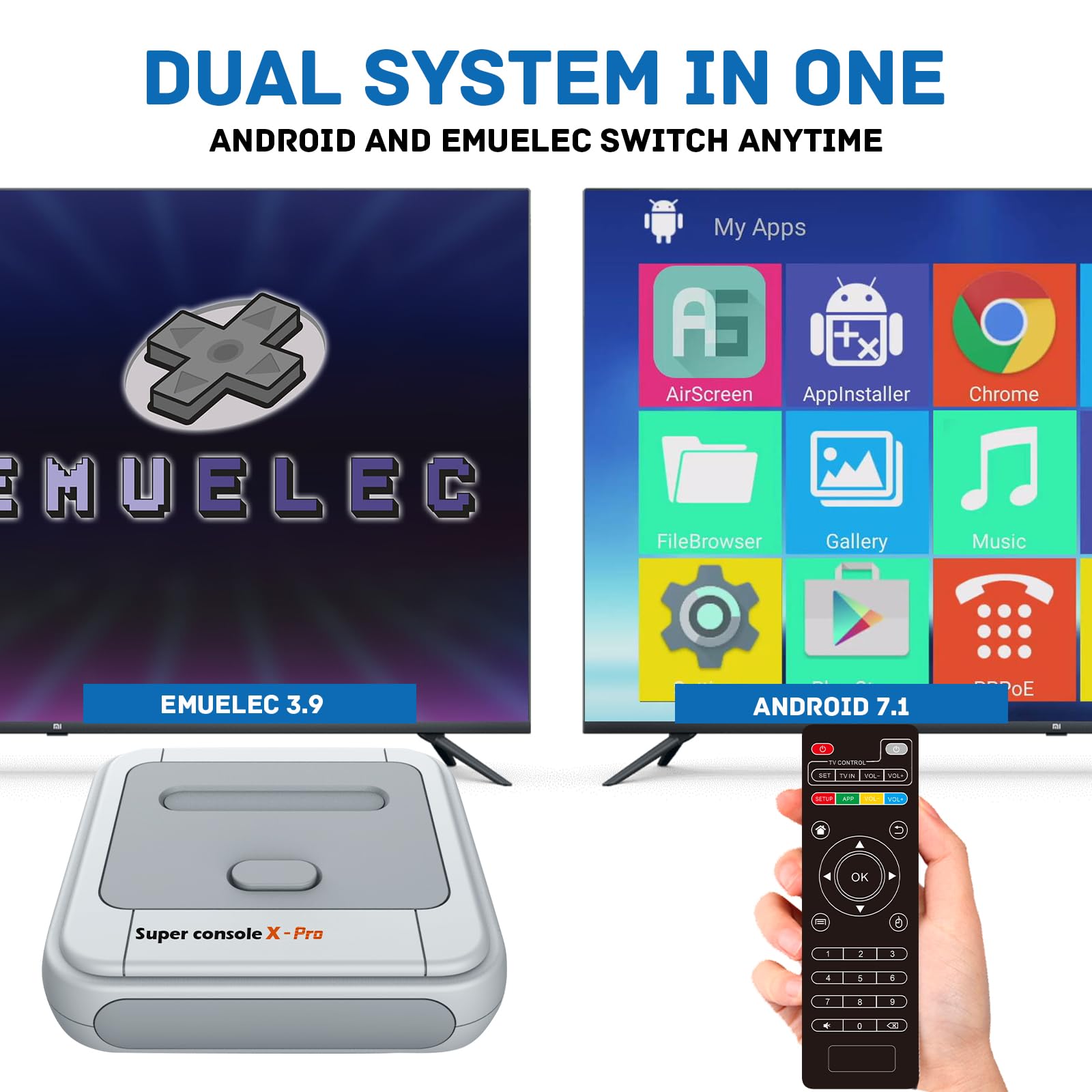 Kinhank Retro Game Console 256GB - Super Console X PRO with 65,000+ Preloaded Games | 4K TV HD/AV Output Video Game System | Dual System Support - Perfect for Family Game Nights & Retro Gaming Enthusiasts