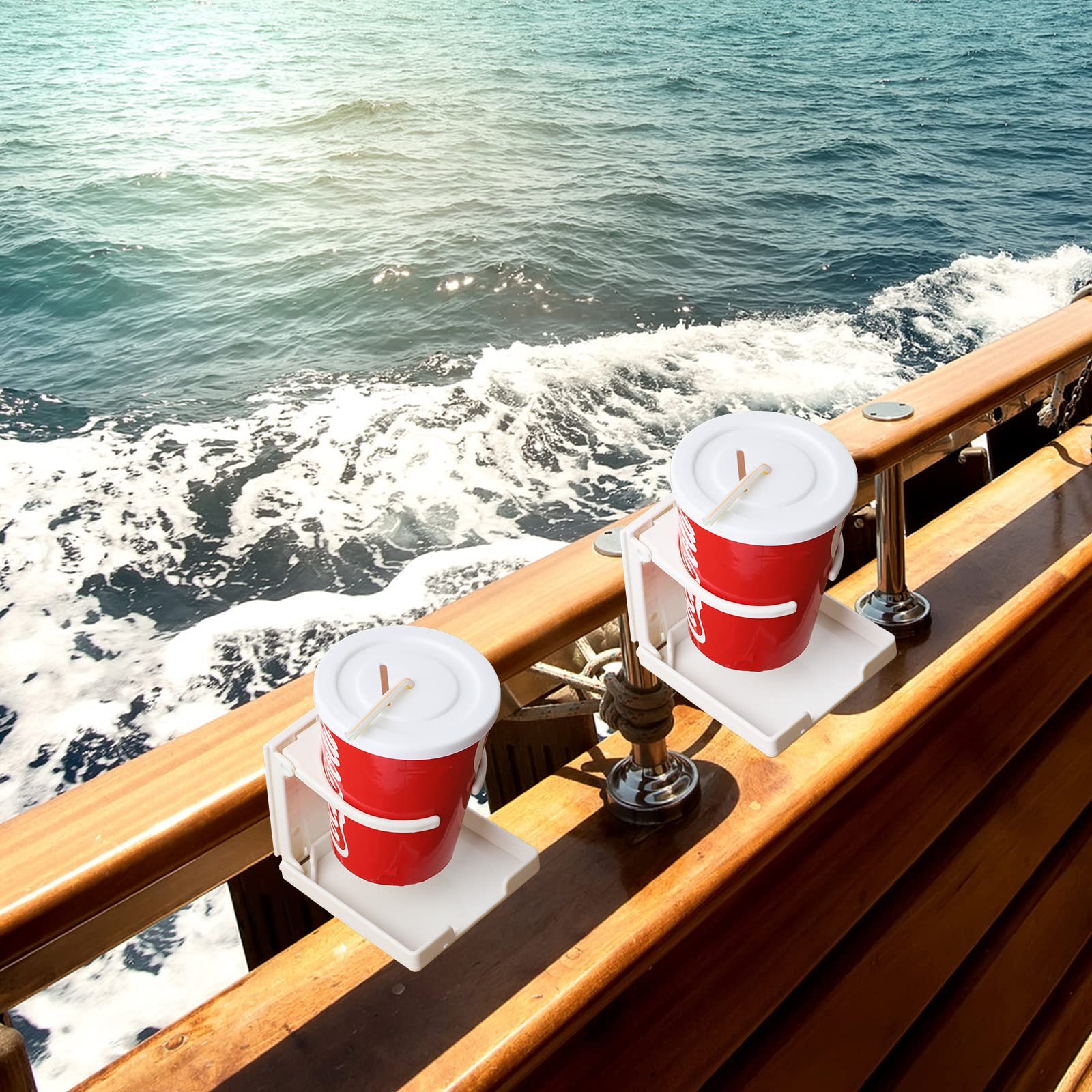 4 Pcs Folding Boat Cup Holder - for Cars, Trucks, Boats & RVs (White) - Durable Drink Holder Accessory