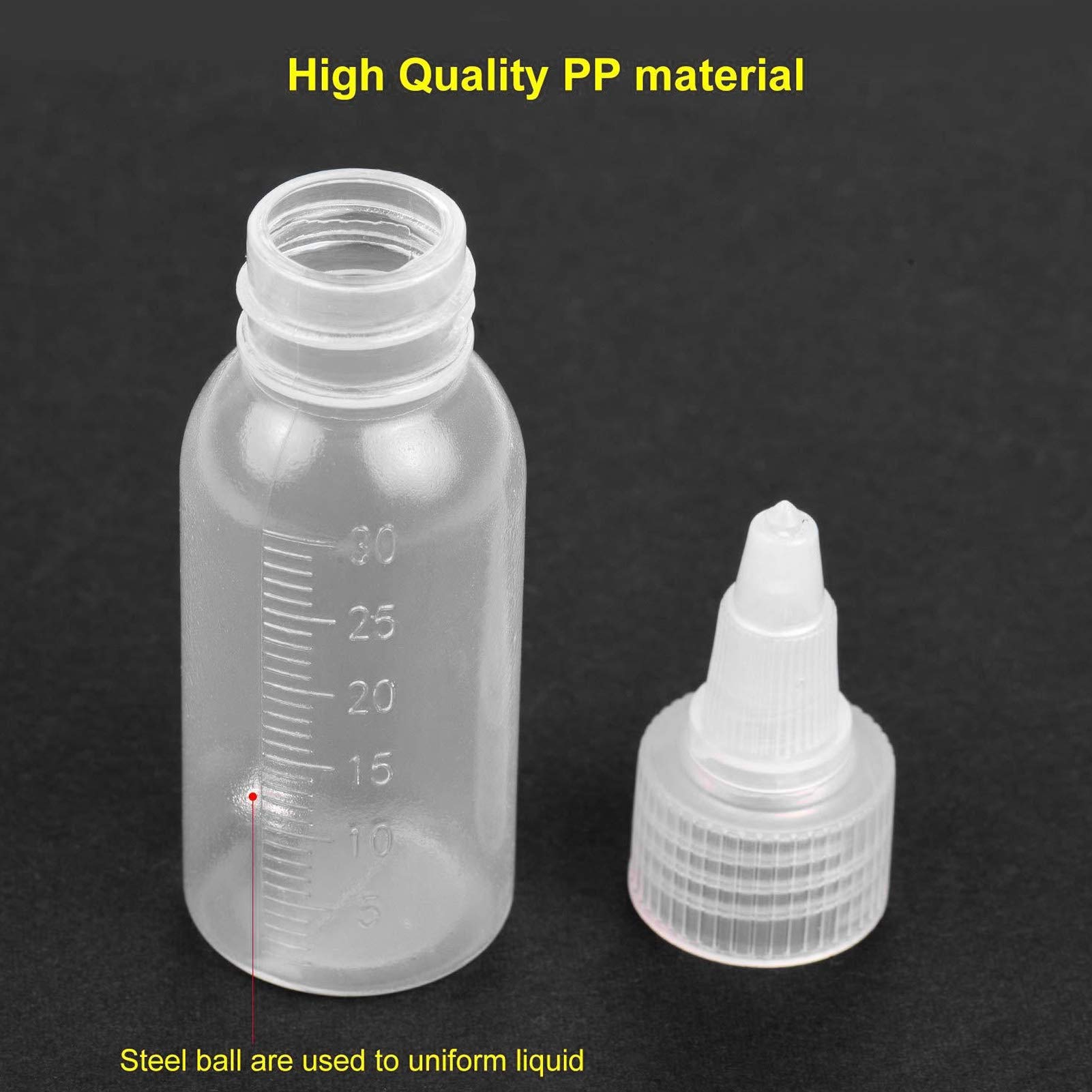 10Pcs 30ml Empty Airbrush Bottles with Scale - Refillable Paint Storage Jars for Artists & Hobbyists - Perfect for Acrylics, Inks & Airbrush Paint Mixing