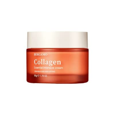 Bergamo Essential Intensive Collagen Cream 1.76oz/50ml - Korean Anti-Aging Moisturizer for Dry & Combination Skin | Wrinkle Reduction & Hydration | Day & Night Cream for Mature Skin | K-Beauty Skincare Made in Korea
