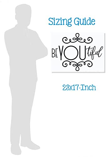 BeYouTiful Girls Motivational Wall Decals - 23x17 Inch Black Vinyl Letter Stickers for Bathroom & Home Decor - Positive Art for Bedroom, Office & Dorm Room Inspiration