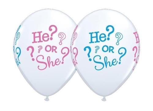 Qualatex He or She Gender Reveal Baby Shower 11 Inch Latex Balloons - 2 Pack (5 Balloons Each) for Gender Reveal Parties, Baby Showers & Celebrations