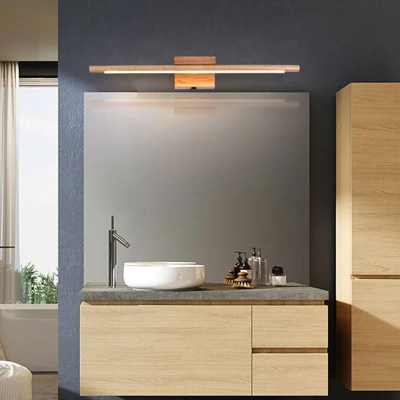 Rustic Linear Wooden LED Mirror Lights - Modern Bathroom Vanity Lighting for Home Decor & Makeup Area - Perfect for Bedroom, Dressing Room, and Spa