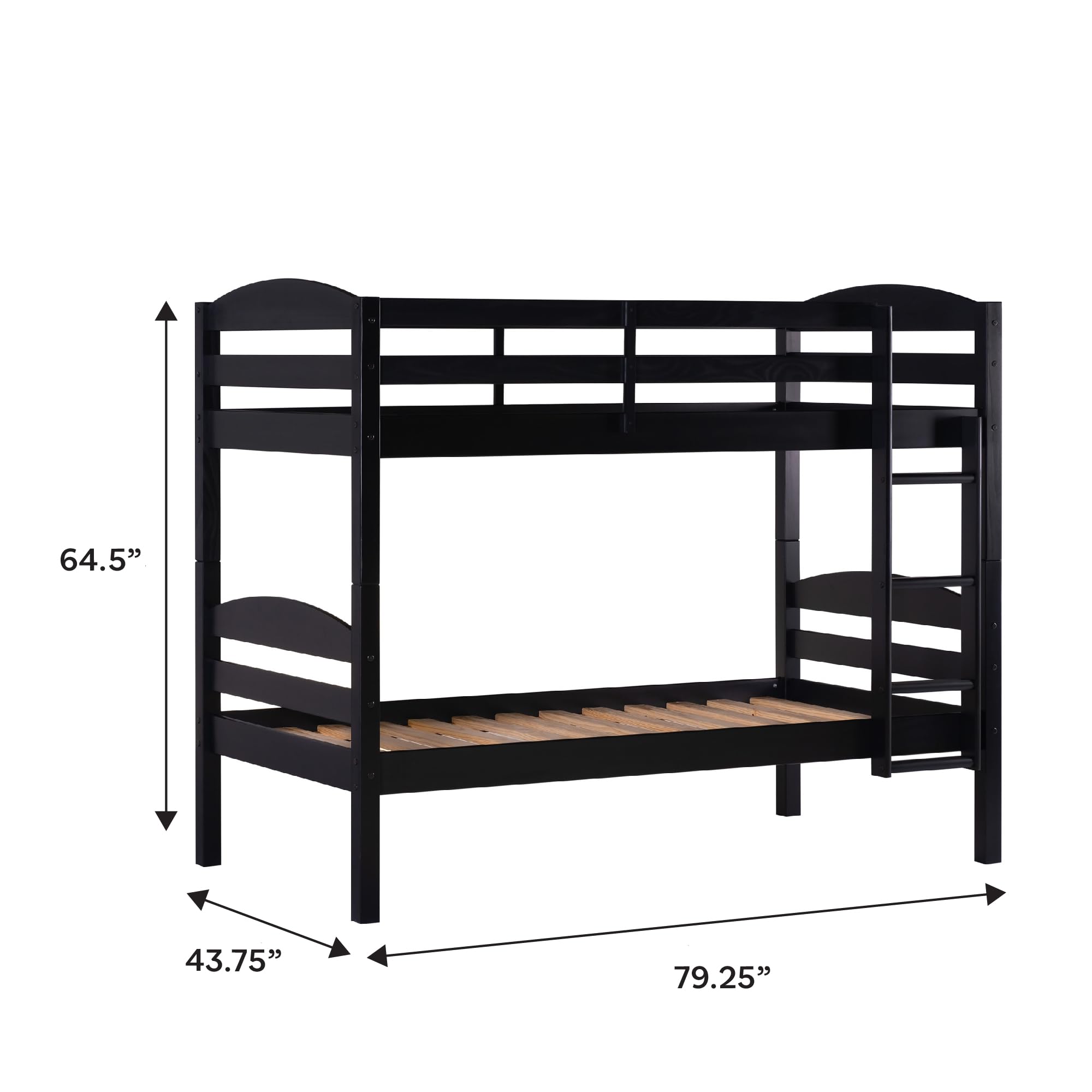 Walker Edison Della Twin-Over-Twin Bunk Bed Frame - Sturdy Metal Construction, Twin Size, Black - Perfect for Kids' Bedrooms, Dorm Rooms & Space-Saving Solutions