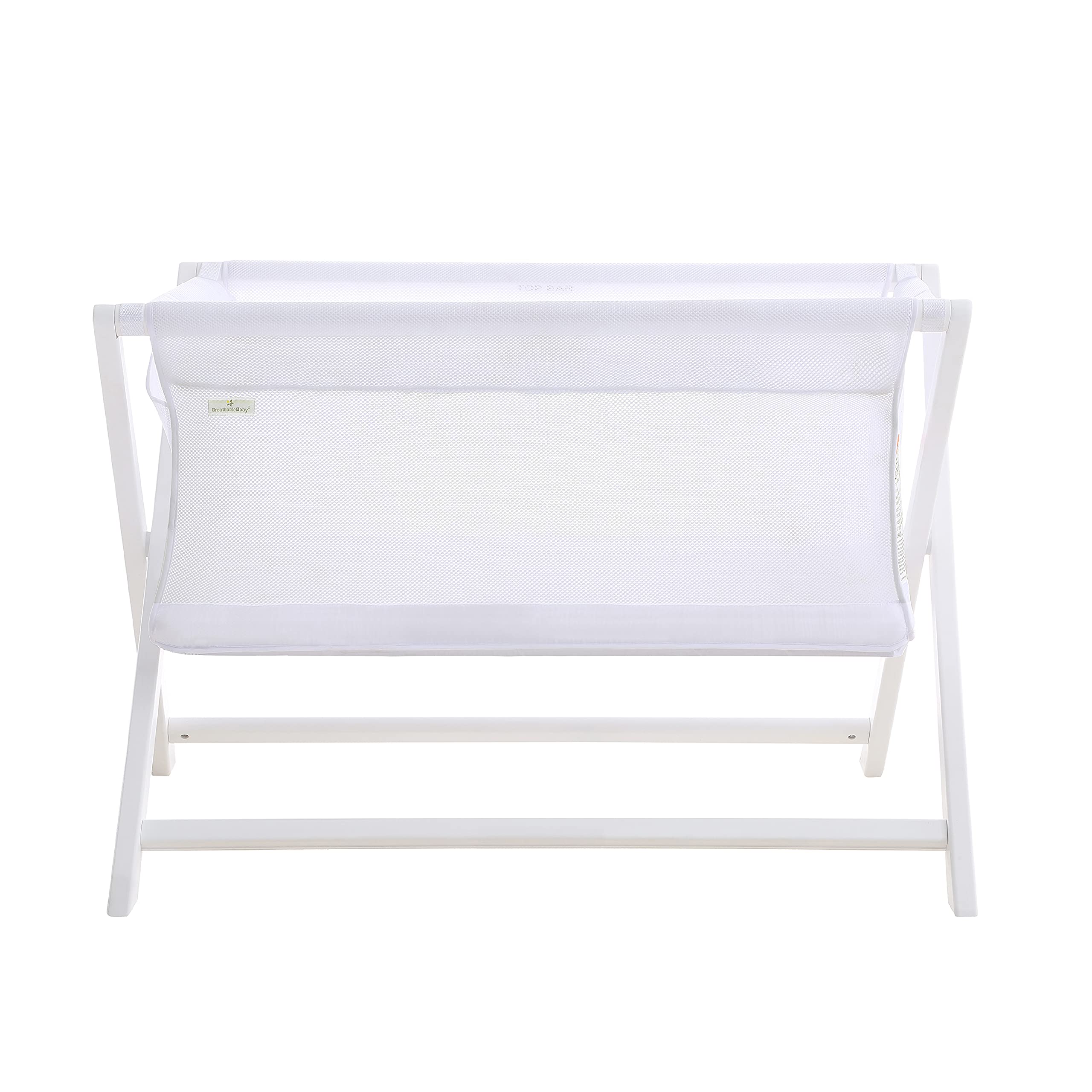 BreathableBaby Portable Mesh Sleeper Crib - White - Large Cradle Size for Newborn to 6 Months - Greenguard Gold Certified - Foldable for Travel & Bedside Use - Perfect for Nursery, Bedroom, and On-the-Go Parenting