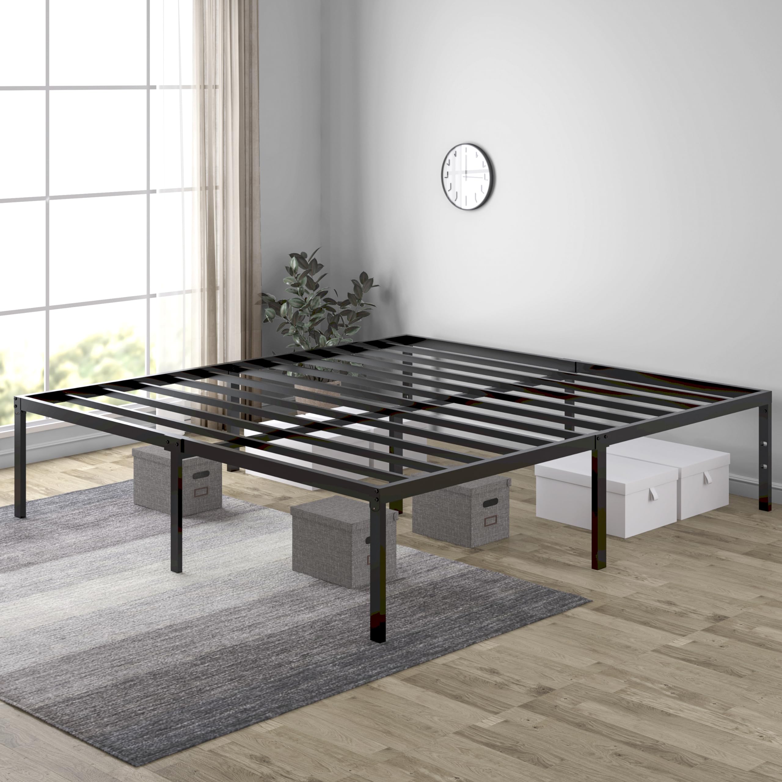 Sturdy King Size Metal Platform Bed Frame - Heavy Duty SHA CERLIN Bed with No Box Spring Needed | Easy Assembly, Quiet Mattress Foundation, Headboard Slots | Perfect for Master Bedrooms & Guest Rooms