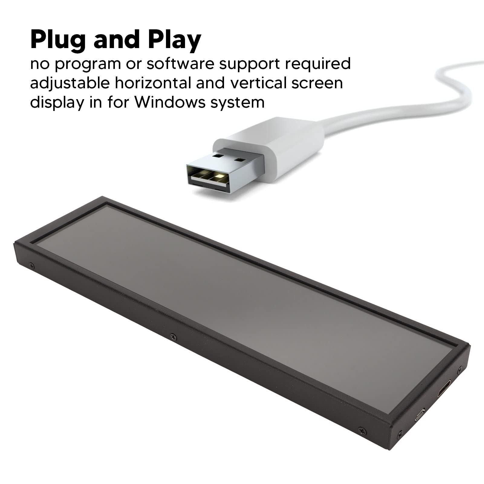 8.8 Inch IPS Touch Screen Monitor - 480x1920 HD Portable LCD Sub Screen with USB & HDMI, Plug and Play for Raspberry Pi, Windows, HDR Support - Ideal for Gaming, Coding, and Multi-Tasking Workspaces