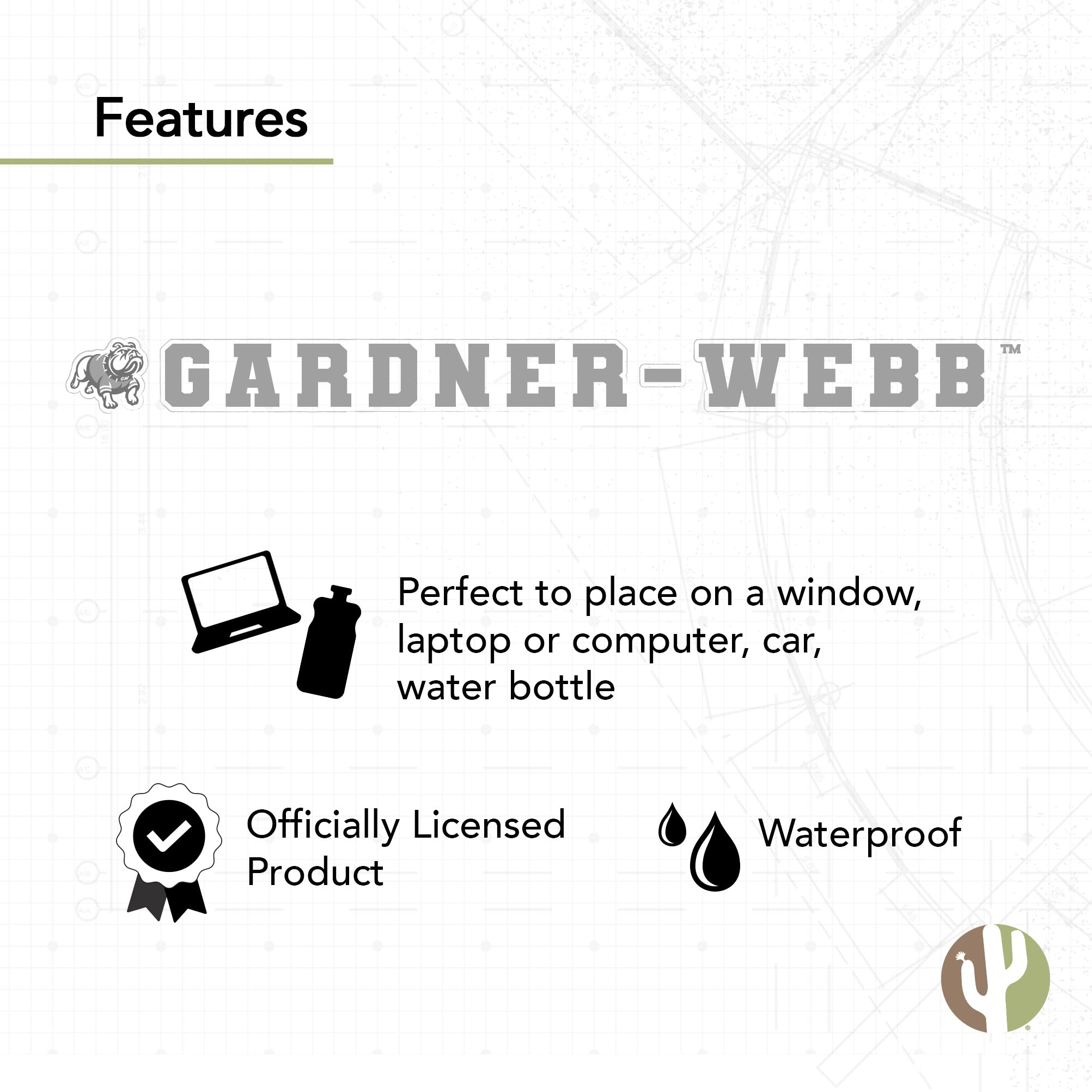 Desert Cactus GWU Sticker - Gardner-Webb University Runnin' Bulldogs Vinyl Decal for Laptop, Water Bottle, Car & Scrapbook (15 Inch) - Perfect for College Pride, School Spirit & Fan Gifts