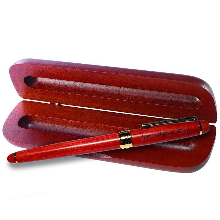 Premium Rosewood Rollerball Pen with Matching Gift Case - Elegant Writing Instrument for Office, Business Gifts & Special Occasions