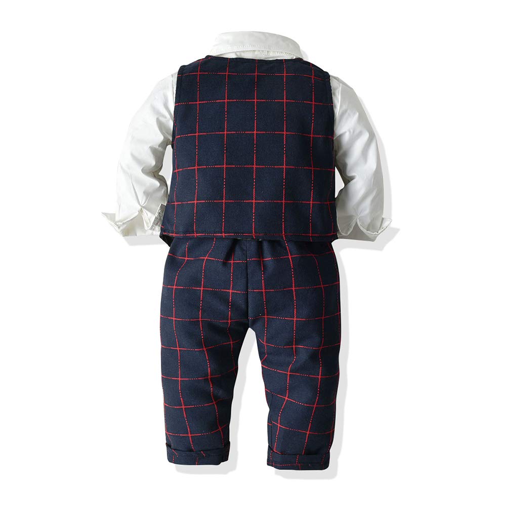 Joycebaby Toddler Baby Boy 3-Piece Tuxedo Suit Set with Vest, Shirt & Pants - Formal Outfit for Weddings, Parties & Special Occasions