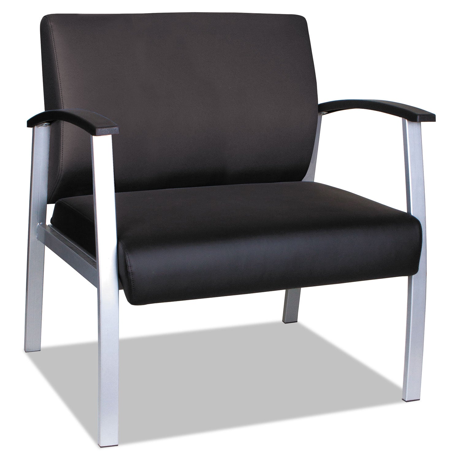 Alera® MetaLounge Series Bariatric Guest Chair - Heavy Duty Office Chair with Black Seat, Black Back & Silver Base - 30.51