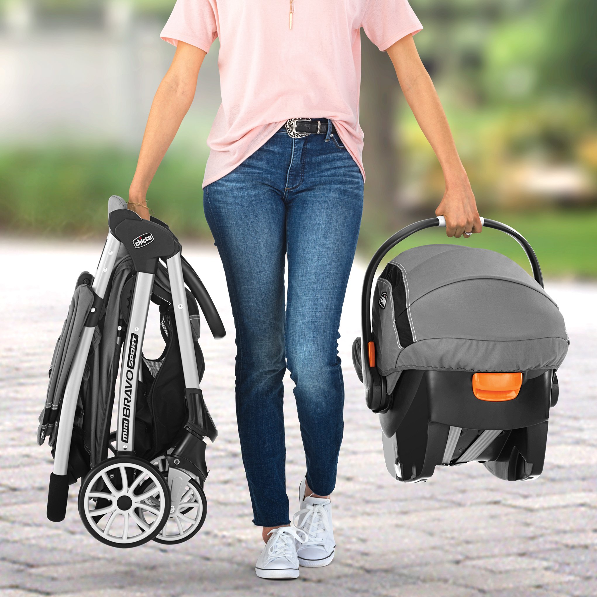 Chicco Mini Bravo Sport Travel System Stroller - Lightweight Carbon Frame for Easy Travel | Perfect for Newborns, Infants & Toddlers | Ideal for Shopping, Walks & Airports