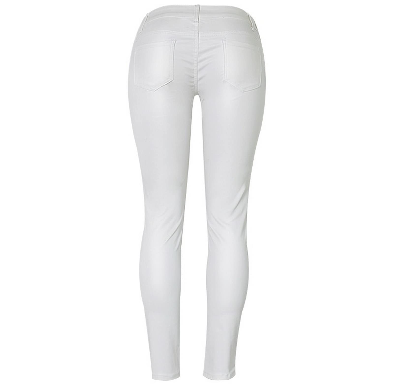 Women's Faux Leather Stretch Skinny Pants - High Waist Slim Fit Biker Pencil Jeans for Casual Wear, Night Out & Office Outfits | Trendy Vegan Leather Leggings