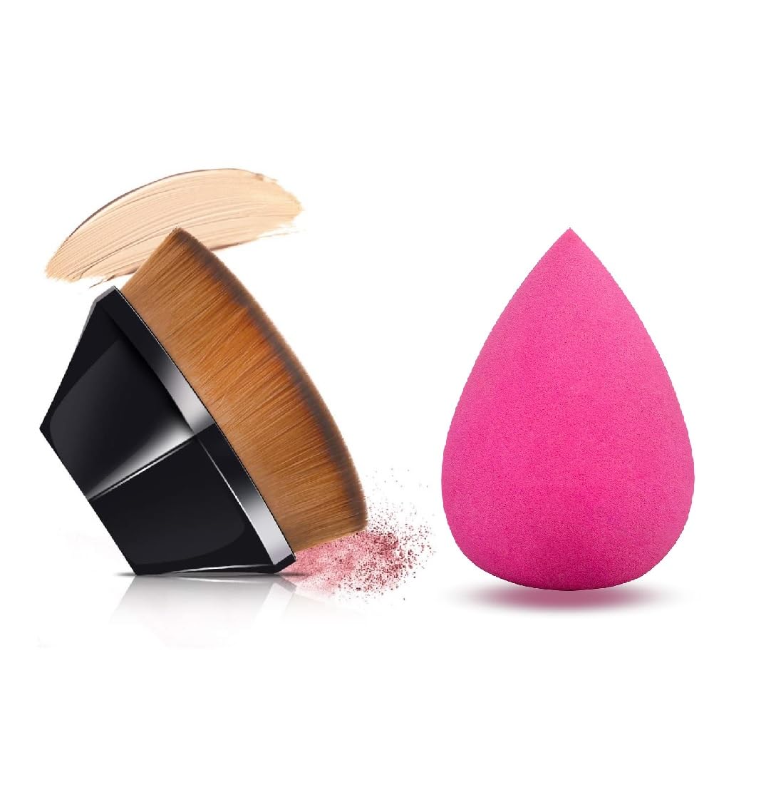 Ultra Soft Facejewel Foundation Brush - Makeup Blending Brush for Liquid, Blush & Cream Cosmetics | Black Makeup Sponge for Flawless Application (Pack of 1) | Perfect for Daily Makeup & Professional Makeup Artists