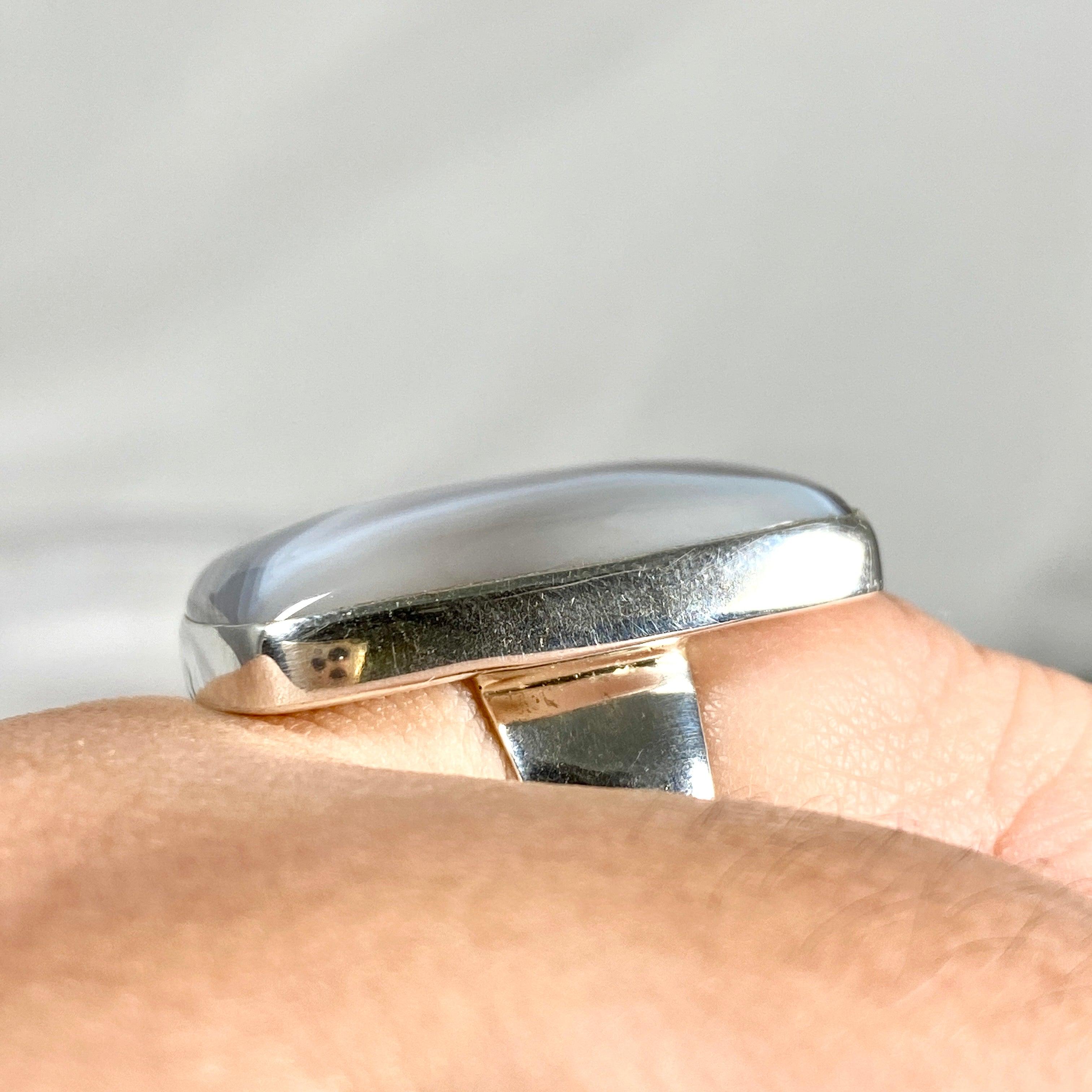 Botswana Agate Rectangular Ring - Size 11 - KRGJ2236 - Elegant Gemstone Jewelry for Women, Perfect for Weddings, Parties & Special Occasions