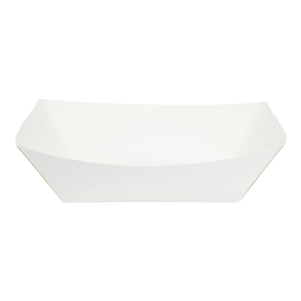 Restaurantware Bio Tek 1/2 Pound Disposable Paper Food Trays - 400 Heavy-Duty Greaseproof White Food Boats for Snacks, Appetizers, Treats | Perfect for Parties, Carnivals, Food Trucks & Catering Events
