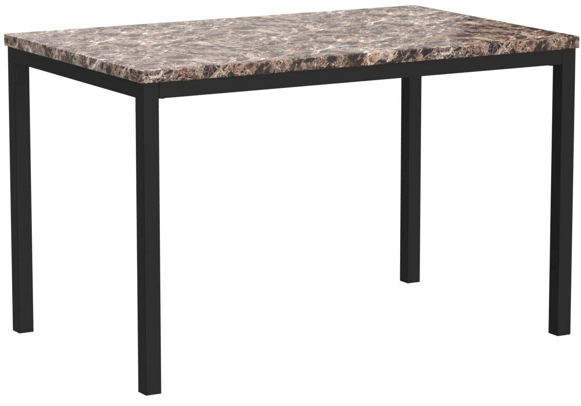 Roundhill Furniture Noyes 42-Inch Round Metal Dining Table with Laminated Faux Marble Top - Modern Kitchen & Breakfast Nook Set for Small Spaces