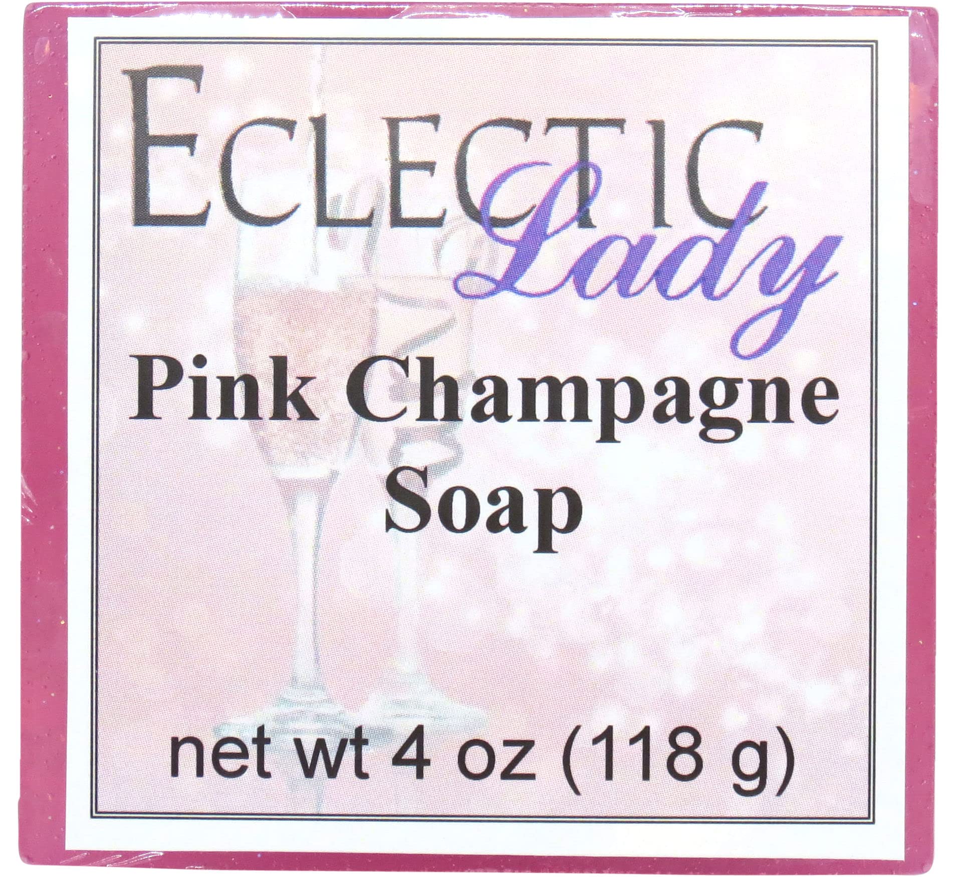 Eclectic Lady Pink Champagne Glycerin Soap Bar - 4 oz Moisturizing Handmade Soap for Dry Skin, Luxurious Bath & Gift Idea