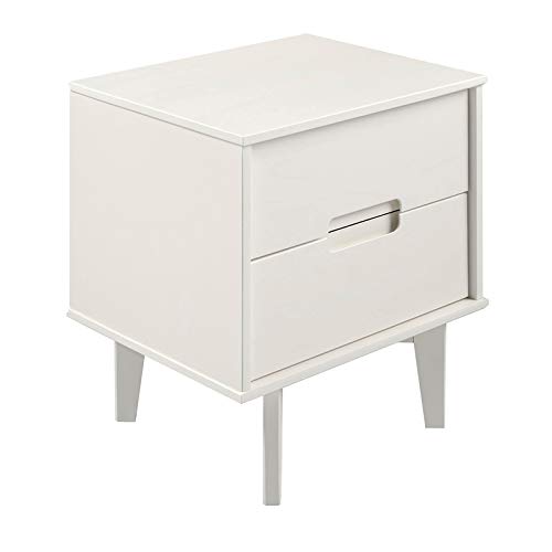 Pemberly Row 2-Drawer Groove Handle White Wood Nightstand - Perfect for Bedroom, Living Room & Guest Room Furniture