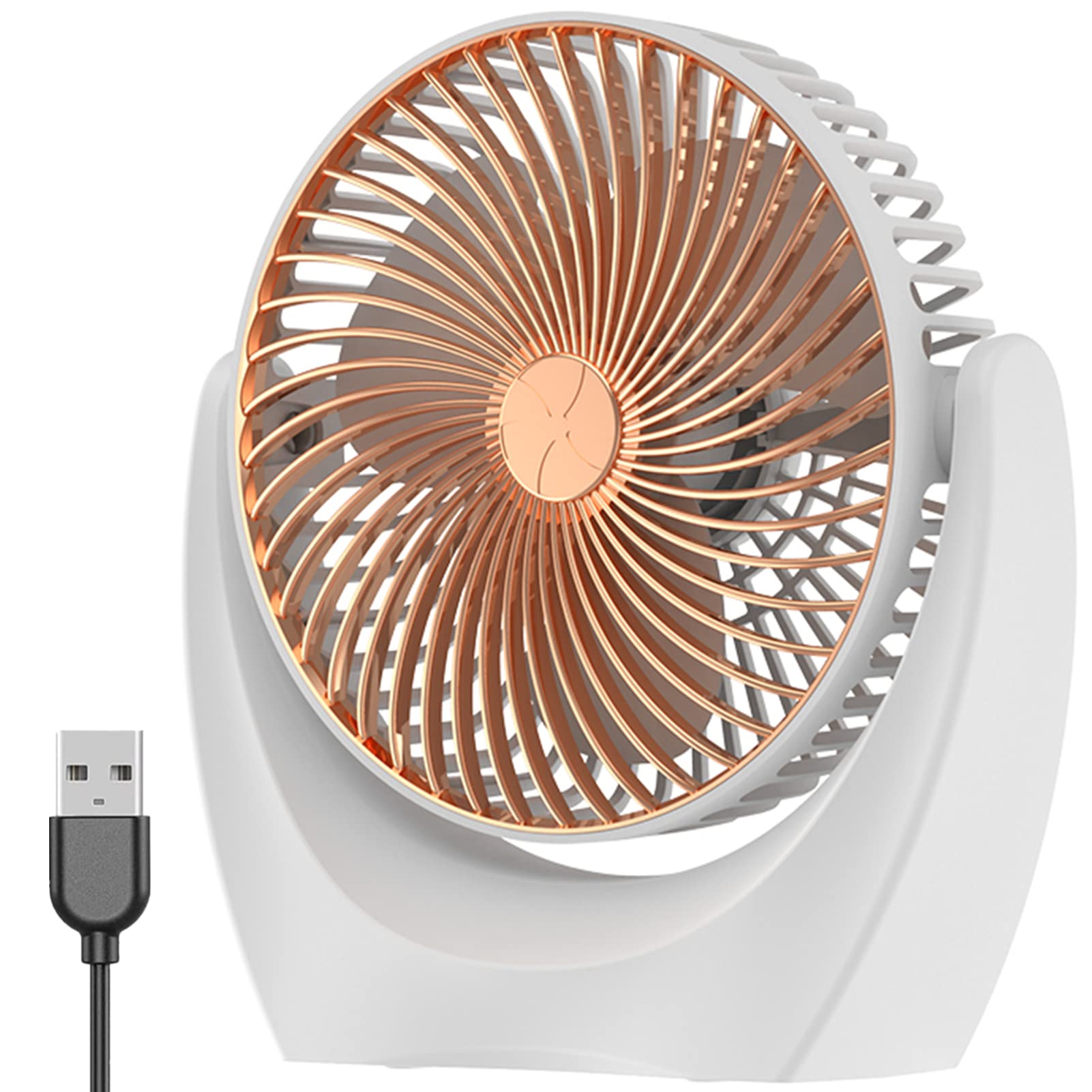 Chchmu USB Mini Desktop Fan - 2 Speed Adjustable Quiet Personal Cooling Fan with Strong Airflow, Portable Table Fan for Home, Office & Bedroom | Gold Color | Perfect for Workspace, Study & Nightstand Use