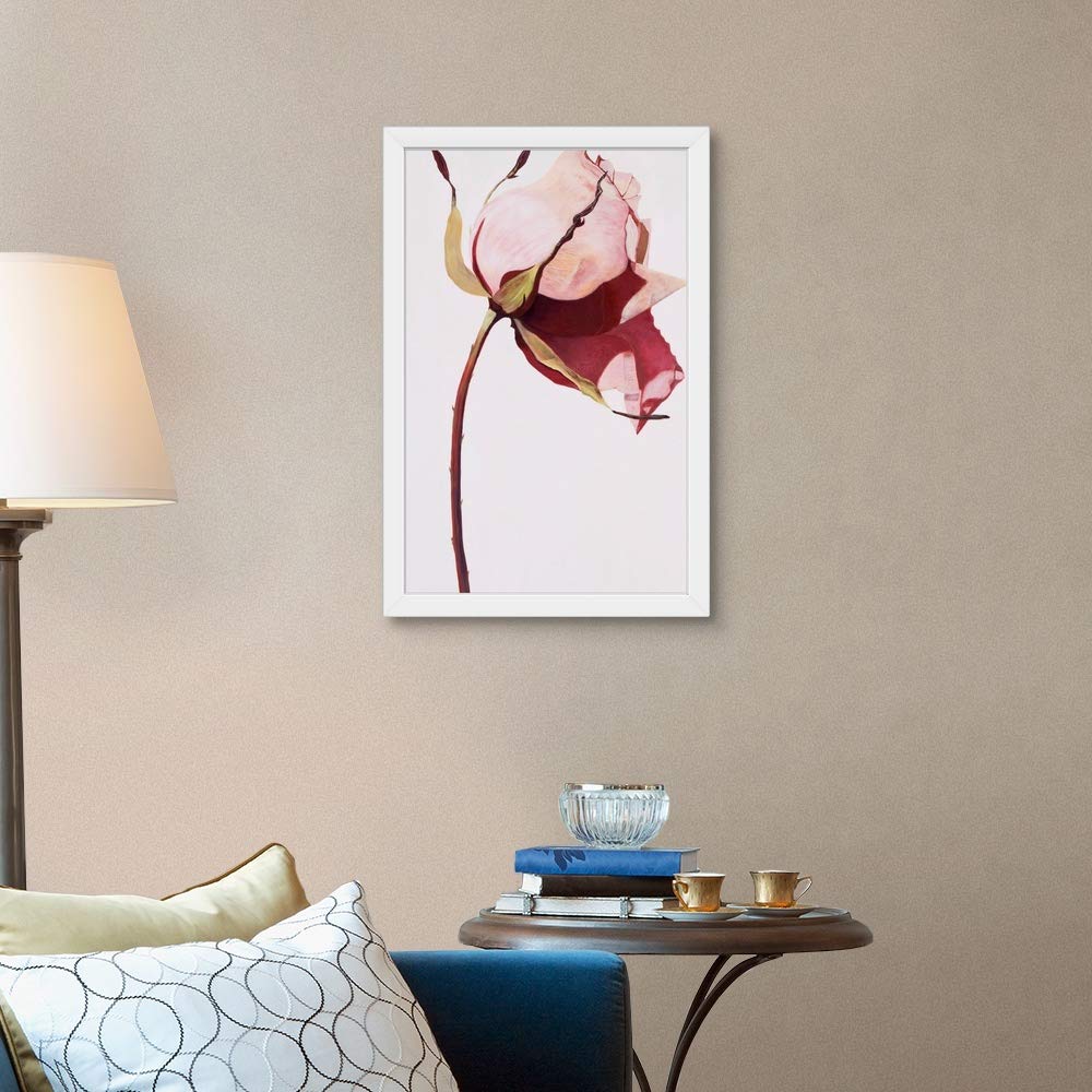Love is A Rose White Framed Canvas Art Print - Romantic Rose Wall Decor for Bedroom, Living Room & Office - Perfect Gift for Valentine's Day & Anniversary
