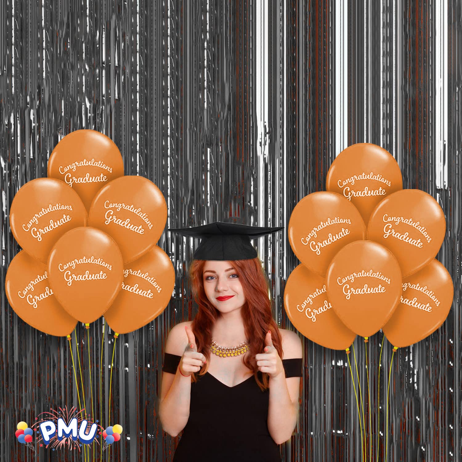 Premium Orange Graduation Balloons - Congrats Grad Script Latex Balloons (12/Pack) for Graduation Party Decorations & Supplies | Perfect for PMU Graduation Celebrations, College Graduation Parties & Commencement Decor