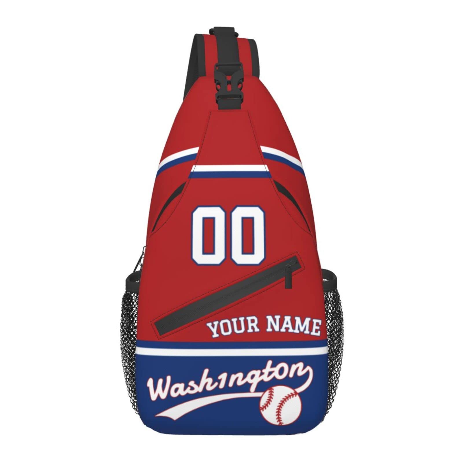 Washington Sling Bag for Men & Women - Custom Name & Number Crossbody Bag, Waterproof High Capacity Shoulder Backpack for Outdoor Travel, Hiking, Sports & Daily Use